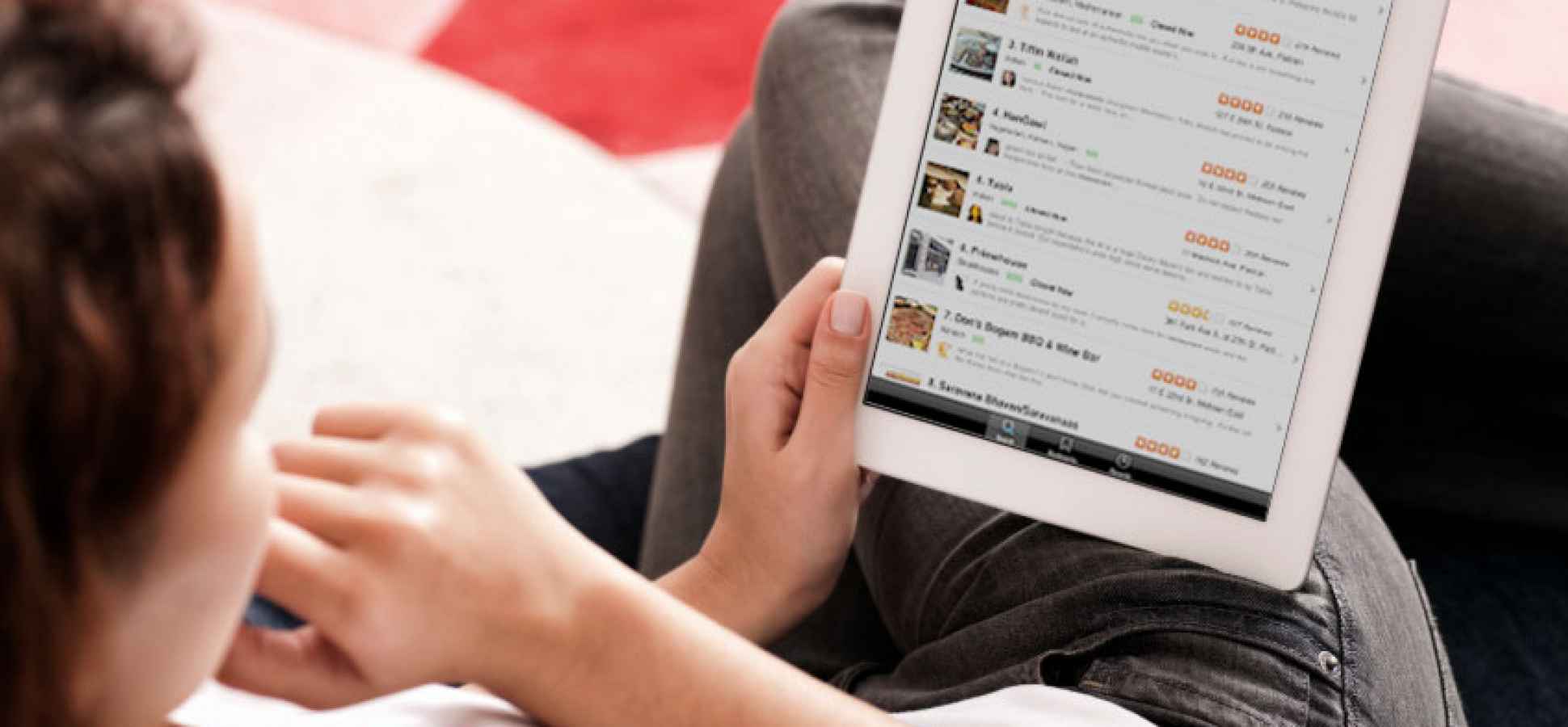 women reviewing options with the help of tablet based application articulate 360 review